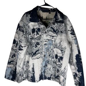 Rebel Vengeance Skull Floral Print Tapestry Jacket Men’s Size M